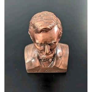 Vintage Abraham Lincoln Copper Piggy Bank Banthrico Collector Patina NO KEY